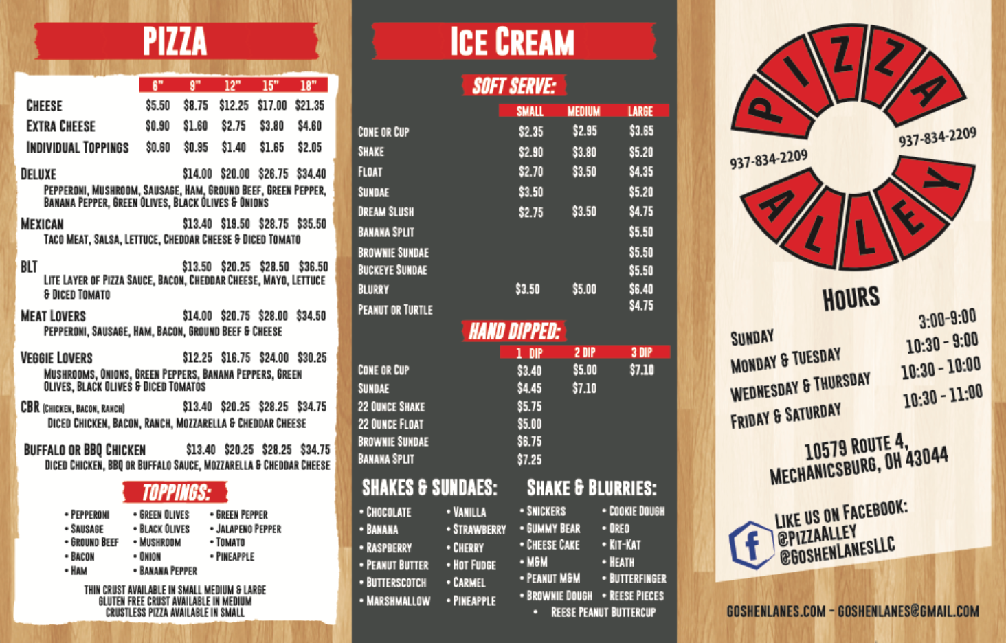 Pizza Alley Menu